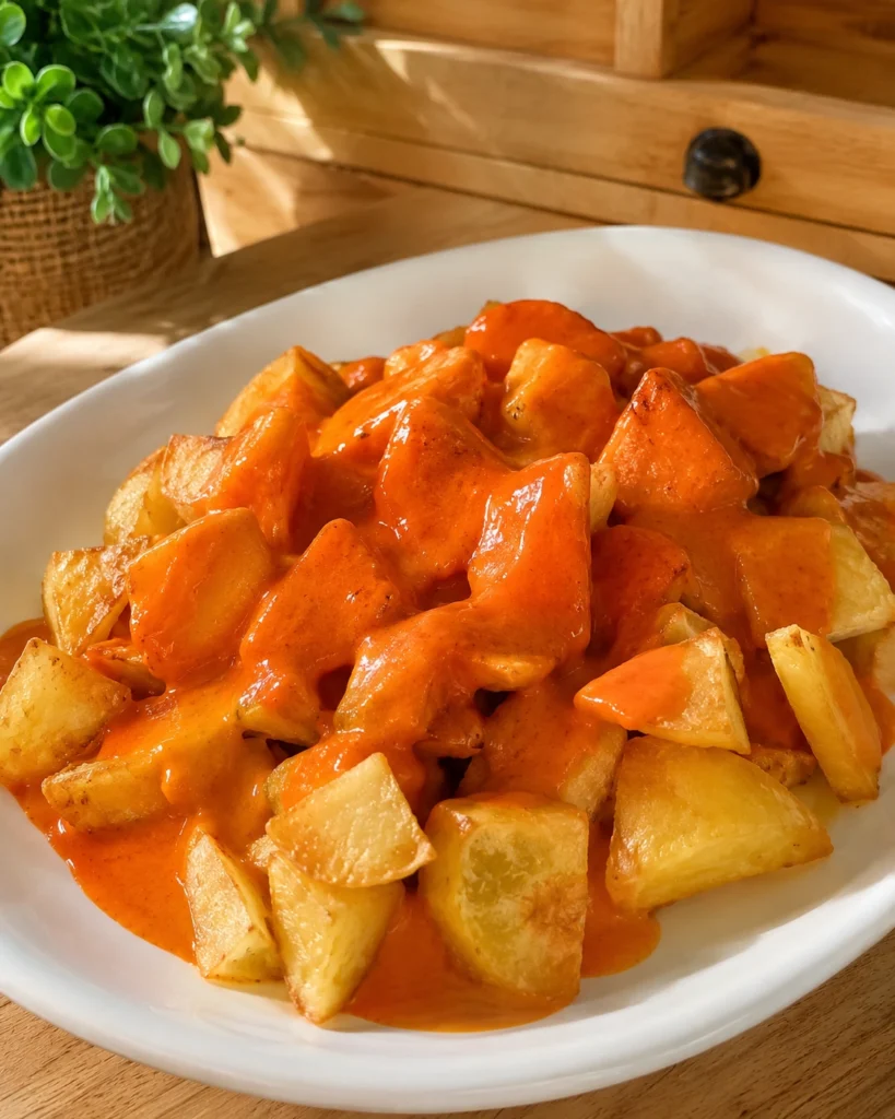 Patatas Bravas Caseras 2 Patatas cocinadas hasta quedar doradas con abundante salsa casera