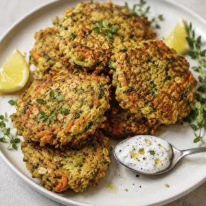 Tortitas De Calabacín: 7 trucos fáciles e irresistibles 7 Tortitas vegetales con avena, limón, hierbas frescas y una cuchara de salsa blanca